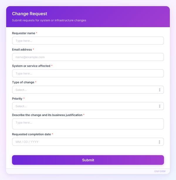 Change Request preview