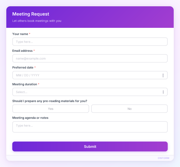 Meeting Request preview