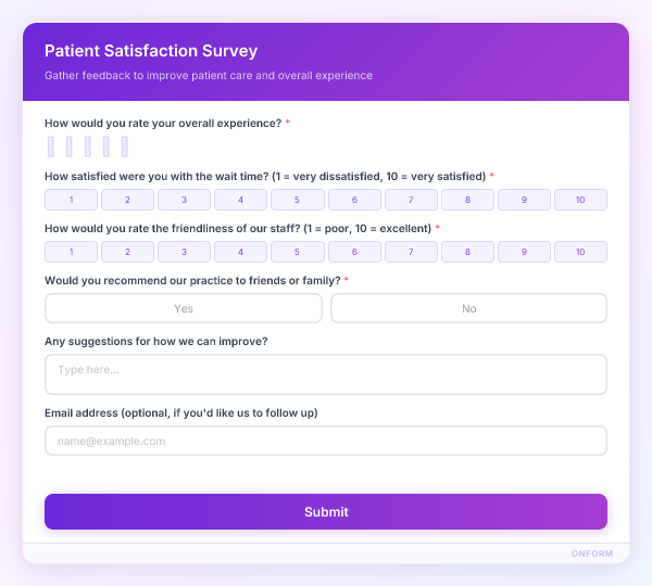 Patient Satisfaction Survey preview