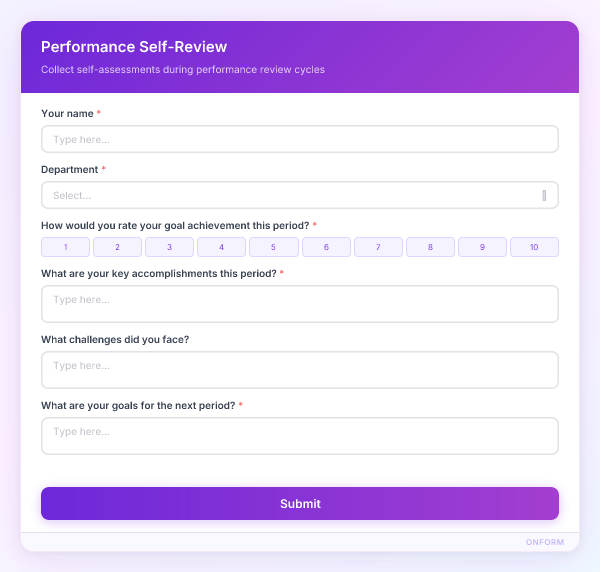 Performance Self-Review preview