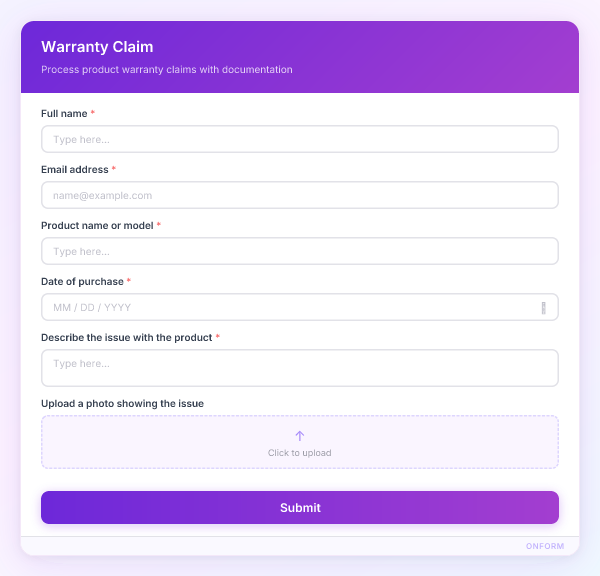 Warranty Claim preview